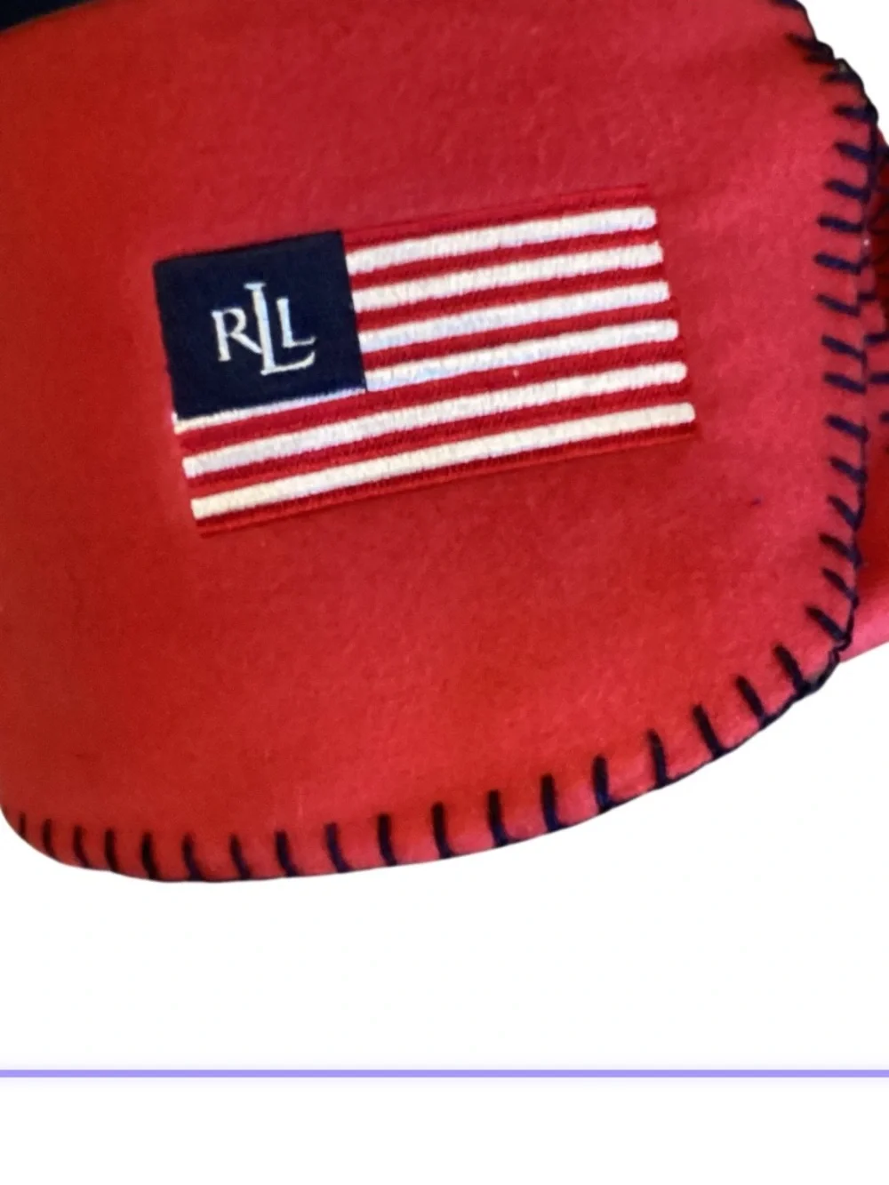 Ralph Lauren Red Fleece Throw with Flag Patch 50x70 NWT
